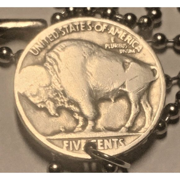 USA 5 Cents Buffalo Indian Head Coin Pendant Native American Bison Buffalo - Picture 4 of 5